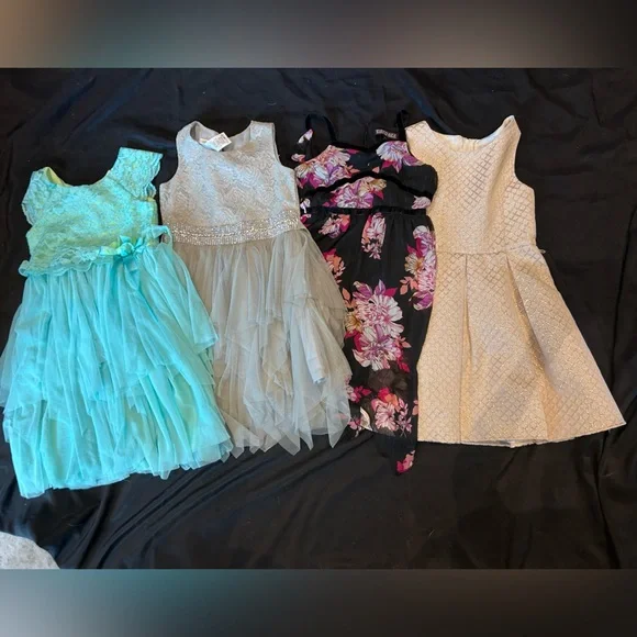 Lot of Formal Dresses size 10 - Aqua, Gray, Black, and light pink metallic - Picture 1 of 6